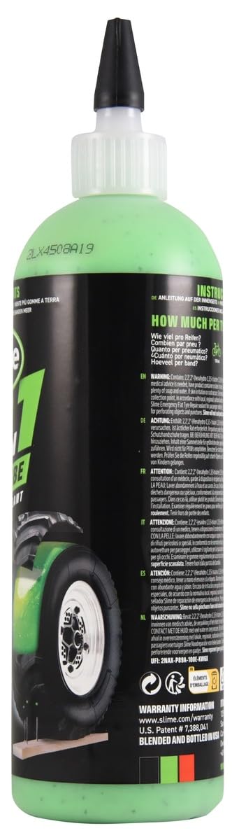 Slime 10193 Tire and Tube Sealant PLncture Repair Sealant, 2-in-1, Premium, Prevent and Repair, Suitable for Non-Highway Tires and Tubes, Non-Toxic, Eco-Friendly, 16oz Bottle