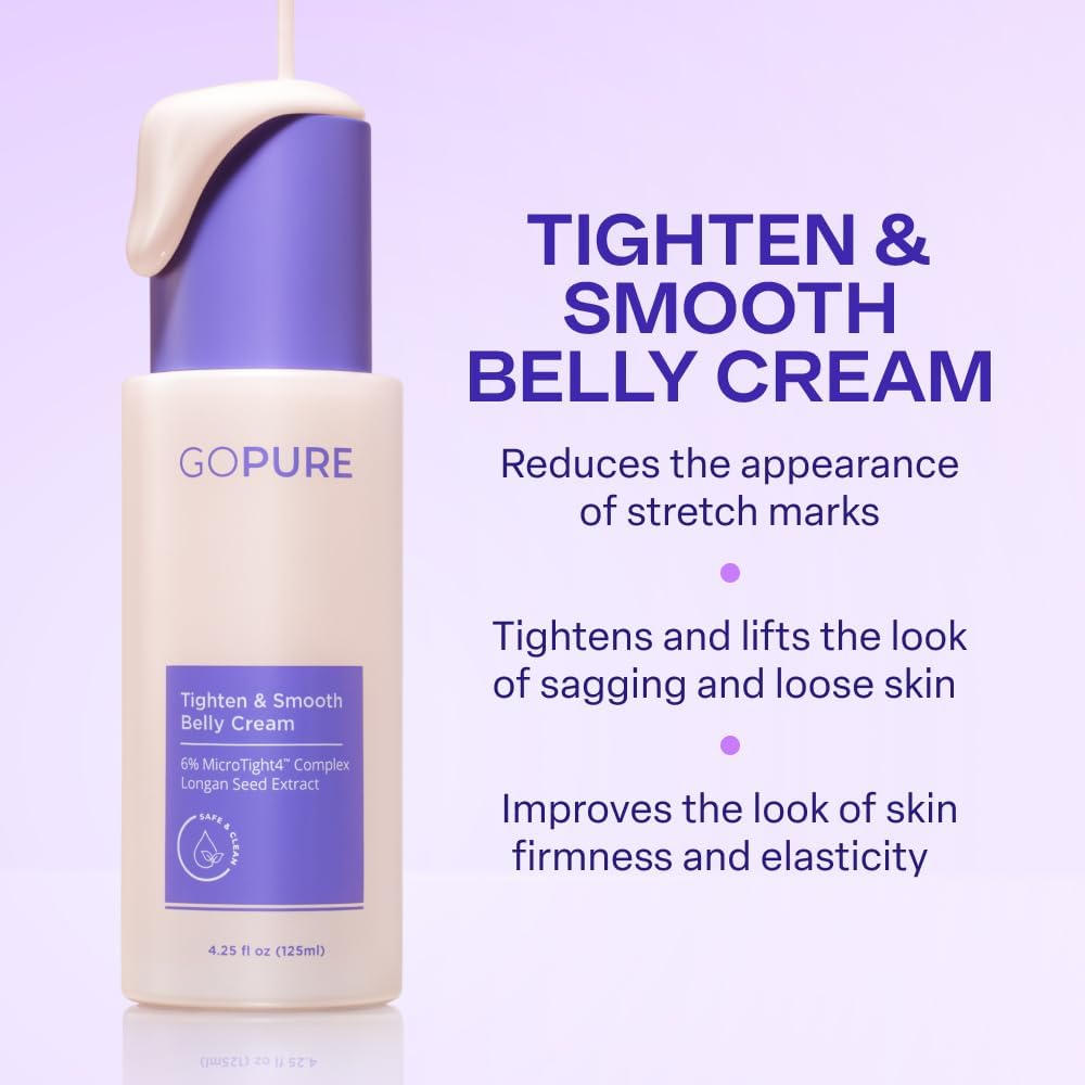 goPLre Firming Belly Cream - Dermatologist-Developed Moisturizer with MicroTight4 Complex - Green Microalgae, Longan Seed, Copper Tripeptide-1 - Quick Absorbing for Smooth, Firmer-Looking Skin
