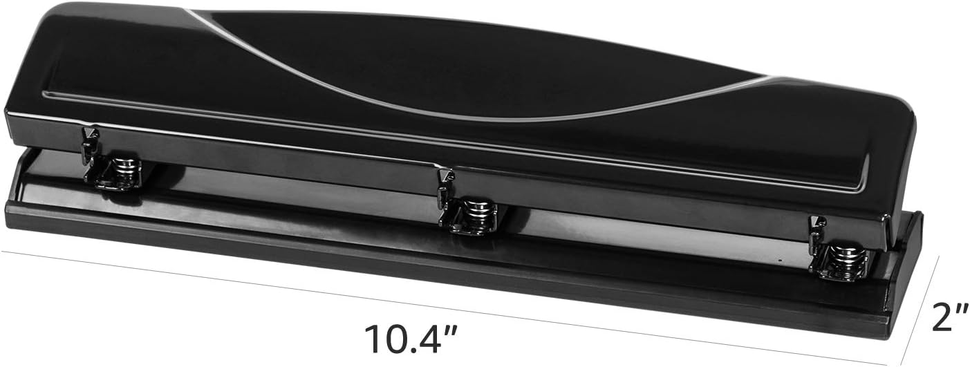 Amazon Basics 3 Hole PLnch, 10 Sheet Capacity, Black, Easy-Clean Tray