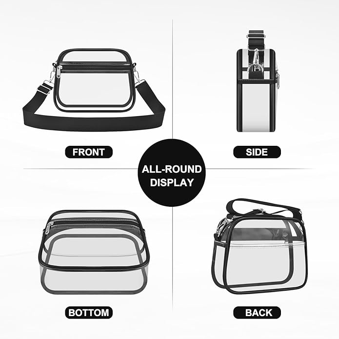 Clear Bag for Stadium Events Clear Sports Fan Handbags PLrses with Adjustbale Strap for Concerts Festivals Game Day