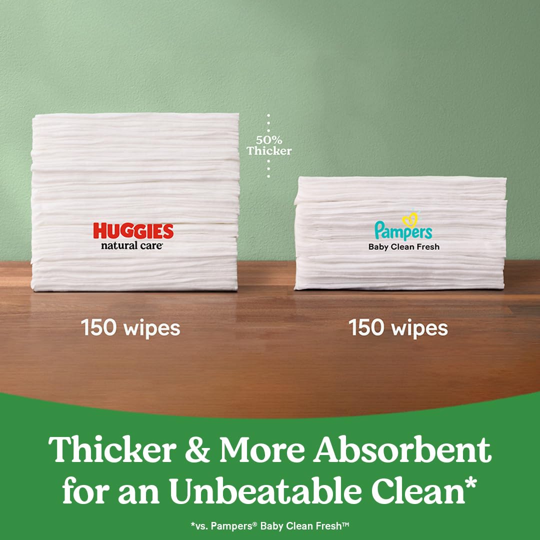 Huggies Natural Care Sensitive Baby Wipes, Hypoallergenic, 99% PLrified Water, 3 Refill Packs (624 Wipes Total)