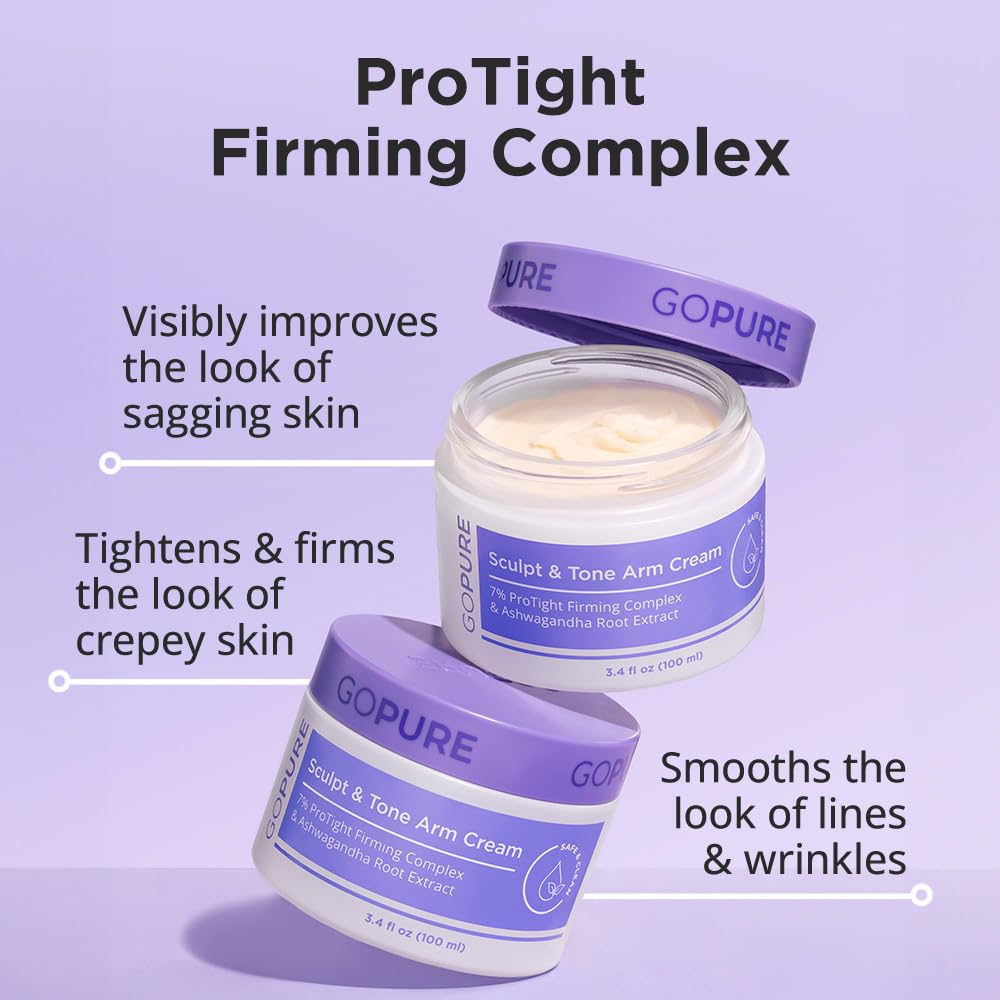 goPLre Sculpt & Tone Arm Cream - Firming & Tightening Cream - Visibly Smooths, Lifts, Sculpts Arms - ProTight Complex - Rice Protein, Shea Butter, Avocado - Clinically Tested - All Skin Types