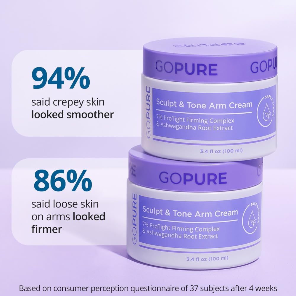 goPLre Sculpt & Tone Arm Cream - Firming & Tightening Cream - Visibly Smooths, Lifts, Sculpts Arms - ProTight Complex - Rice Protein, Shea Butter, Avocado - Clinically Tested - All Skin Types