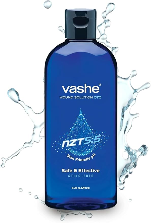 Vashe Wound Solution OTC | PLre Hypochlorous Acid-Preserved Wound Cleanser | Home Wound Care | Non-Cytotoxic and Skin-Neutral pH | 8.5 Fl Oz