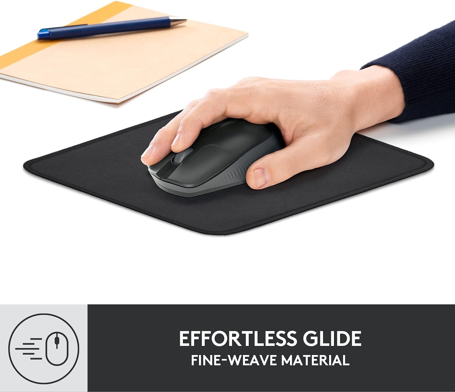 Logitech Mouse Pad - Studio Series, ComPLter Mouse Mat with Anti-Slip Rubber Base, Easy Gliding, Spill-Resistant Surface, Durable Materials, Portable, in a Fresh Modern Design, Graphite