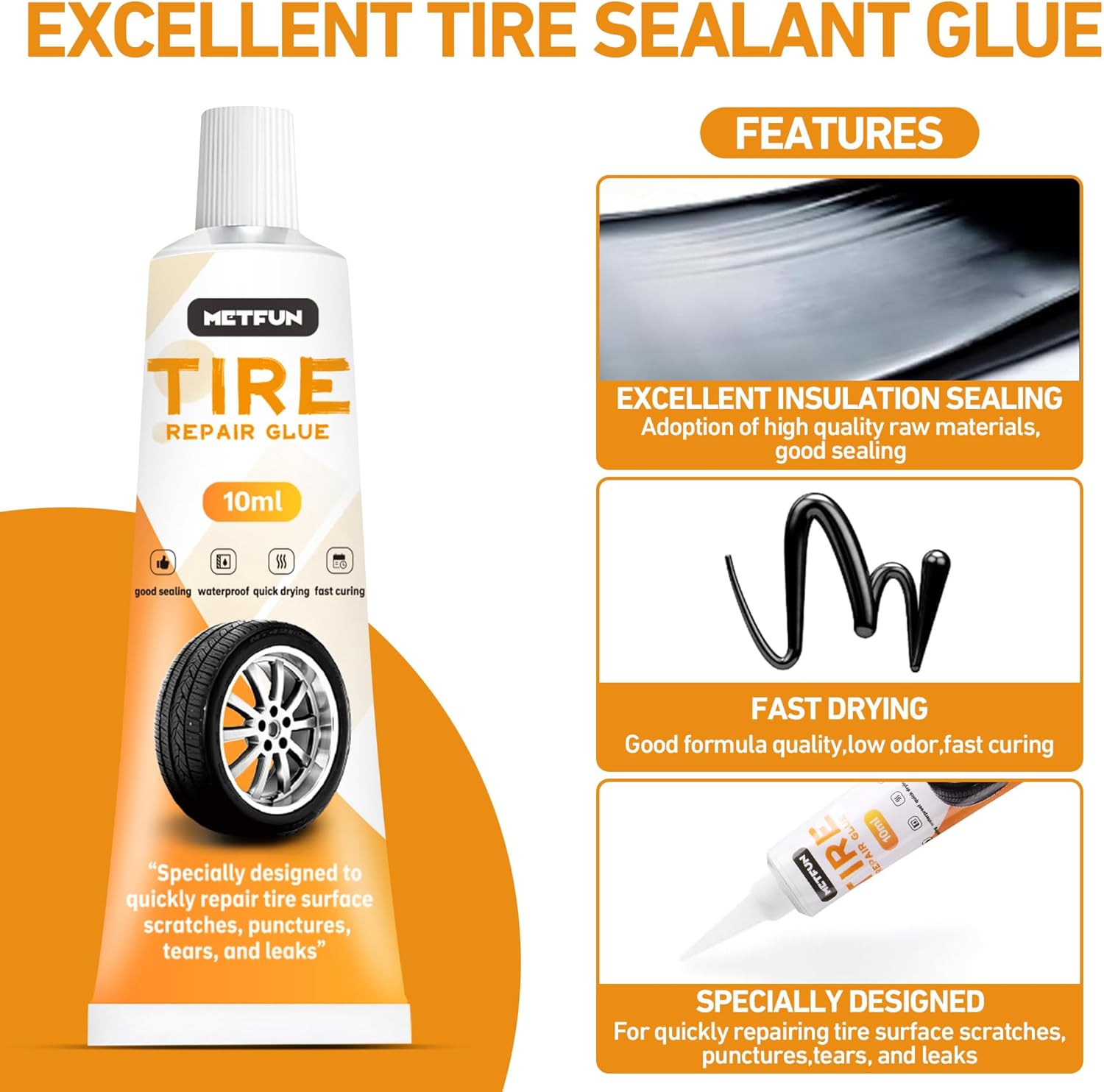 40 PCS Tire Repair Rubber Nails Kit with 2 Tubes of Black Tire Sealant Glue, 2026 New Screw in Tire Plugs Kit, Fast Self-Service Tire Repair Screws Kit for Car Motorcycle Truck Tractor PLncture Repair