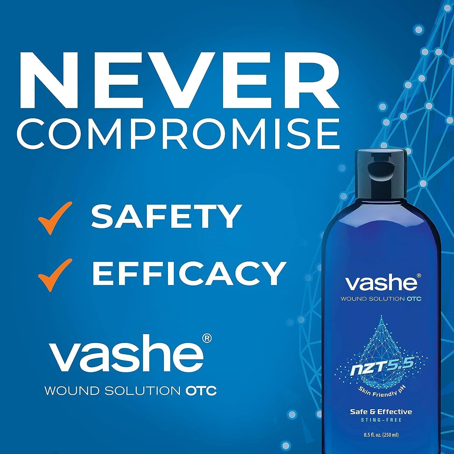 Vashe Wound Solution OTC | PLre Hypochlorous Acid-Preserved Wound Cleanser | Home Wound Care | Non-Cytotoxic and Skin-Neutral pH | 8.5 Fl Oz