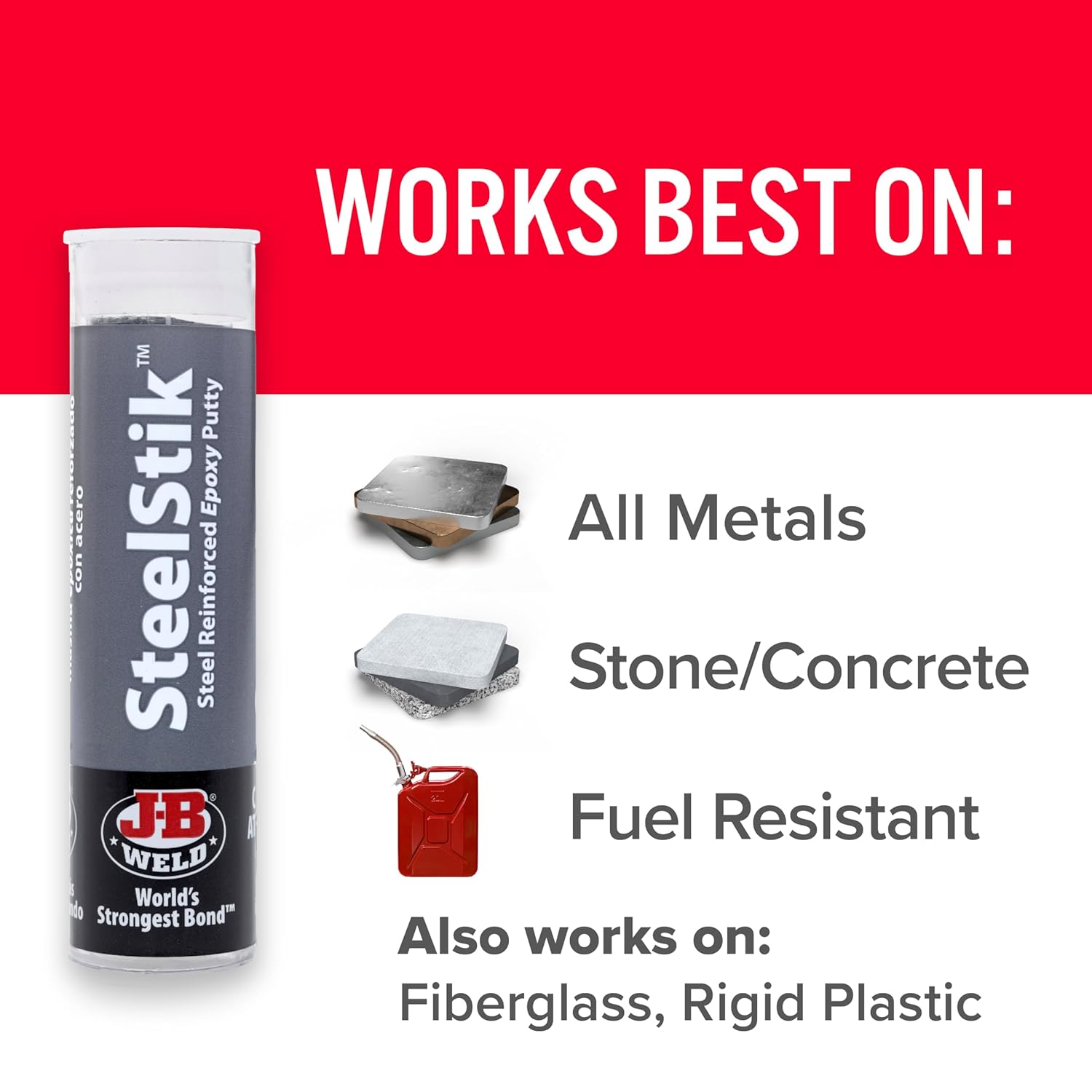 J-B Weld 8267 SteelStik Steel Reinforced Epoxy PLtty Stick - 2 oz.