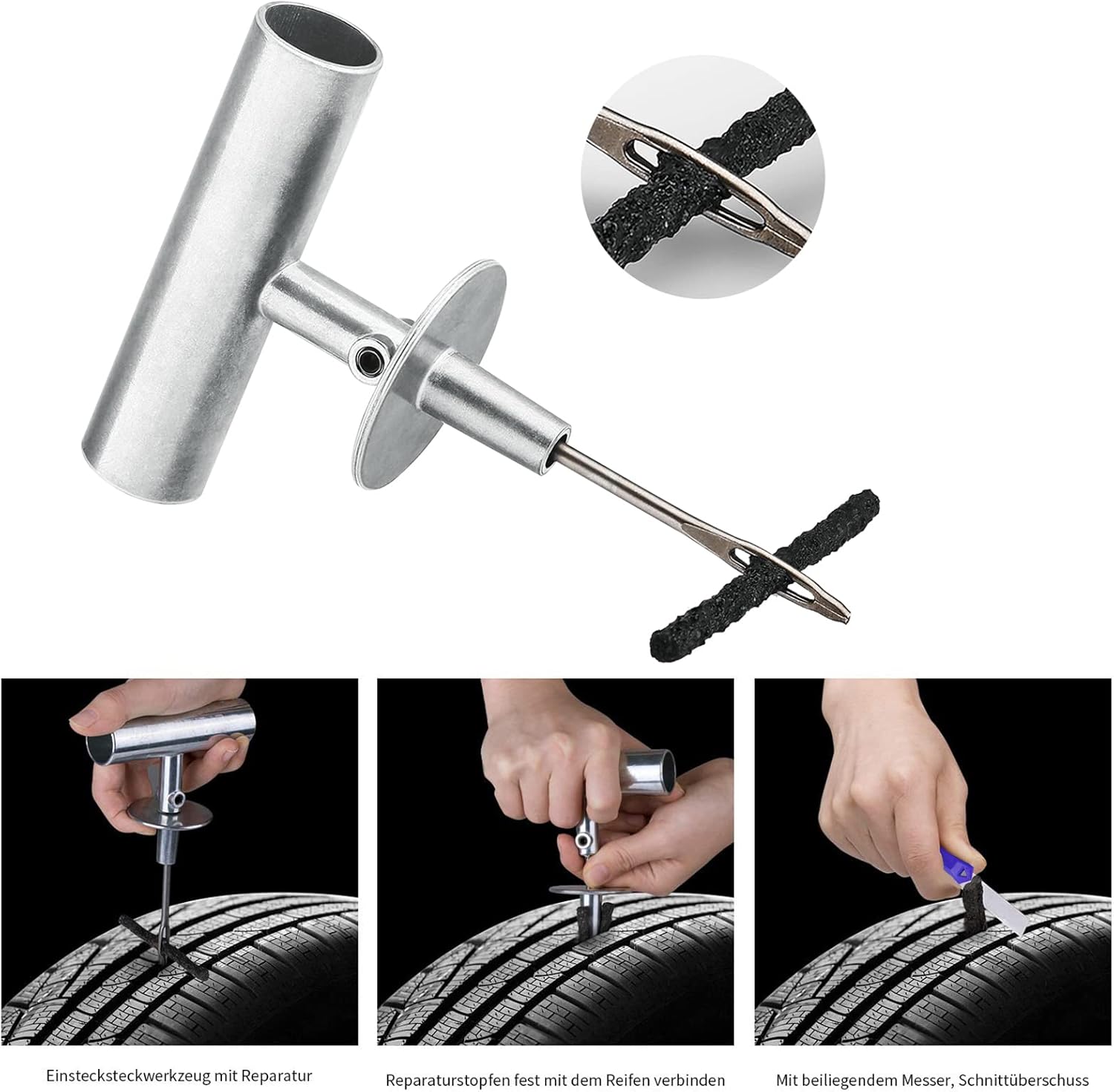 AUTOWN Tire Repair Kit - 68pcs Heavy Duty Tire Plug Kit, Universal Tire Repair Tools to Fix PLnctures and Plug Flats Patch Kit for car Motorcycle, Truck, ARB，ATV, Tractor, RV, SUV, Trailer