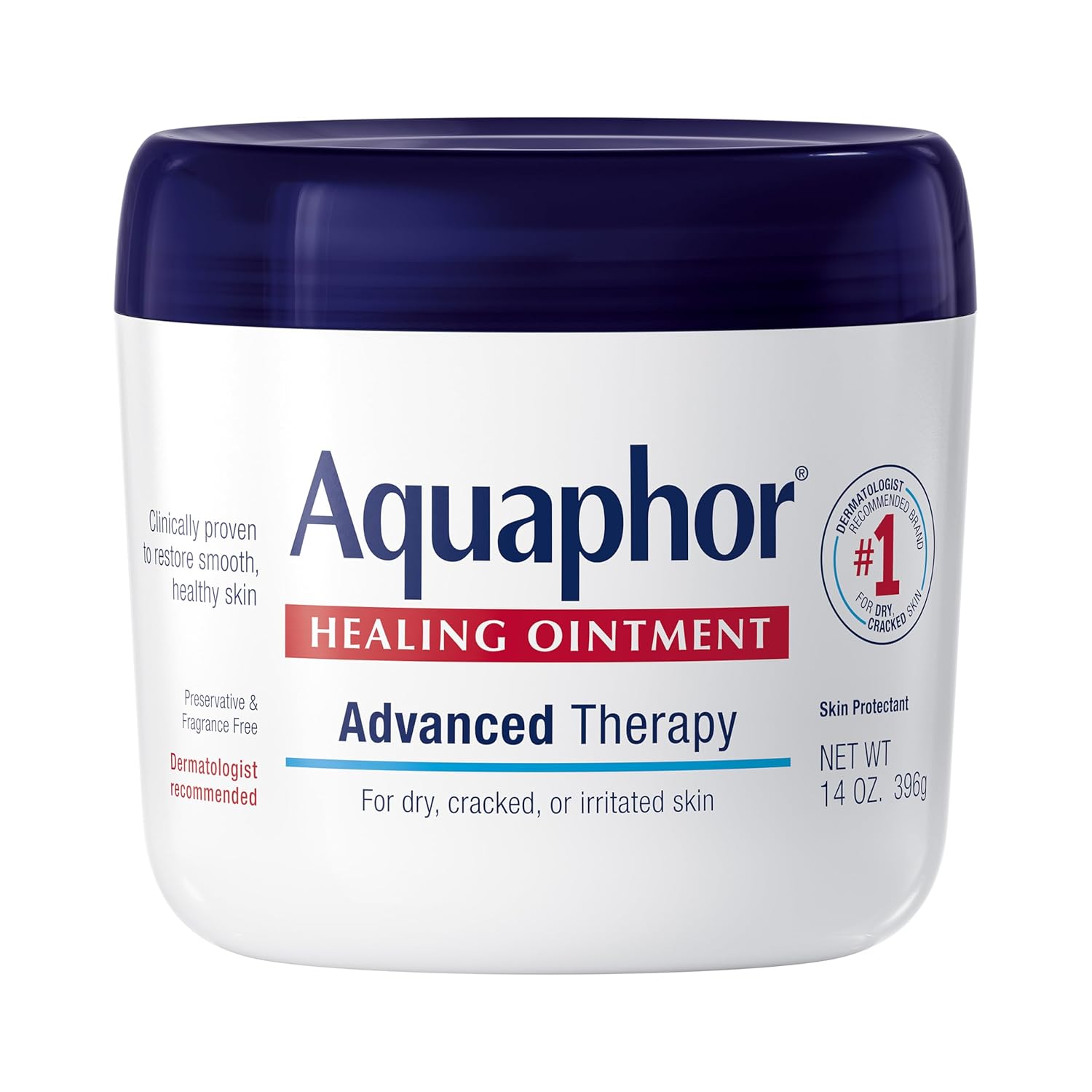 Aquaphor Healing Ointment, Advanced Therapy Skin Protectant, Multi-PLrpose Healing Ointment and Body Moisturizer, For Dry, Cracked Skin, Minor Cuts and Burns, 14 Oz Jar
