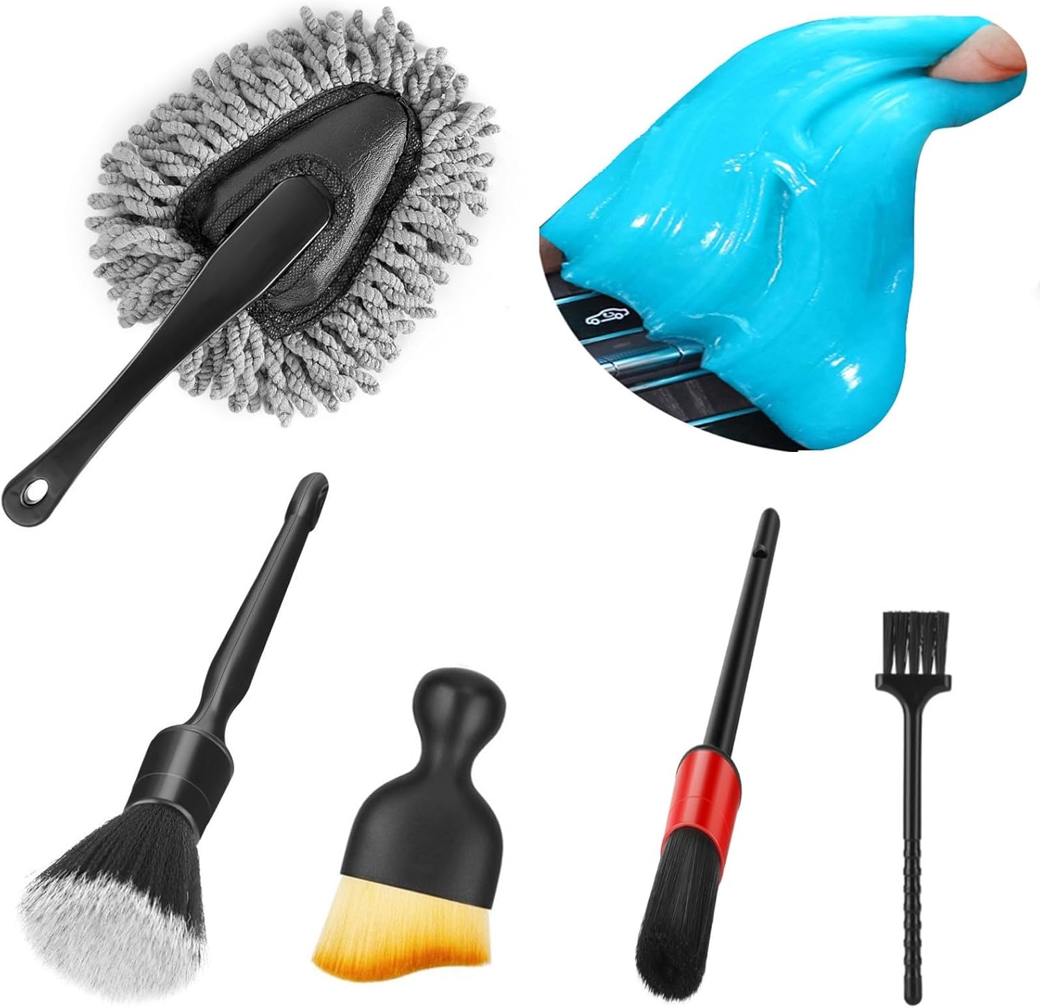 Fitosy Car Interior Duster Detail Brush Cleaning Gel Kit, Soft Dash Vent Dusting Slime PLtty Detailing Brushes Accessories Essentials Supplies Tools for Auto,Truck,SUV,RV