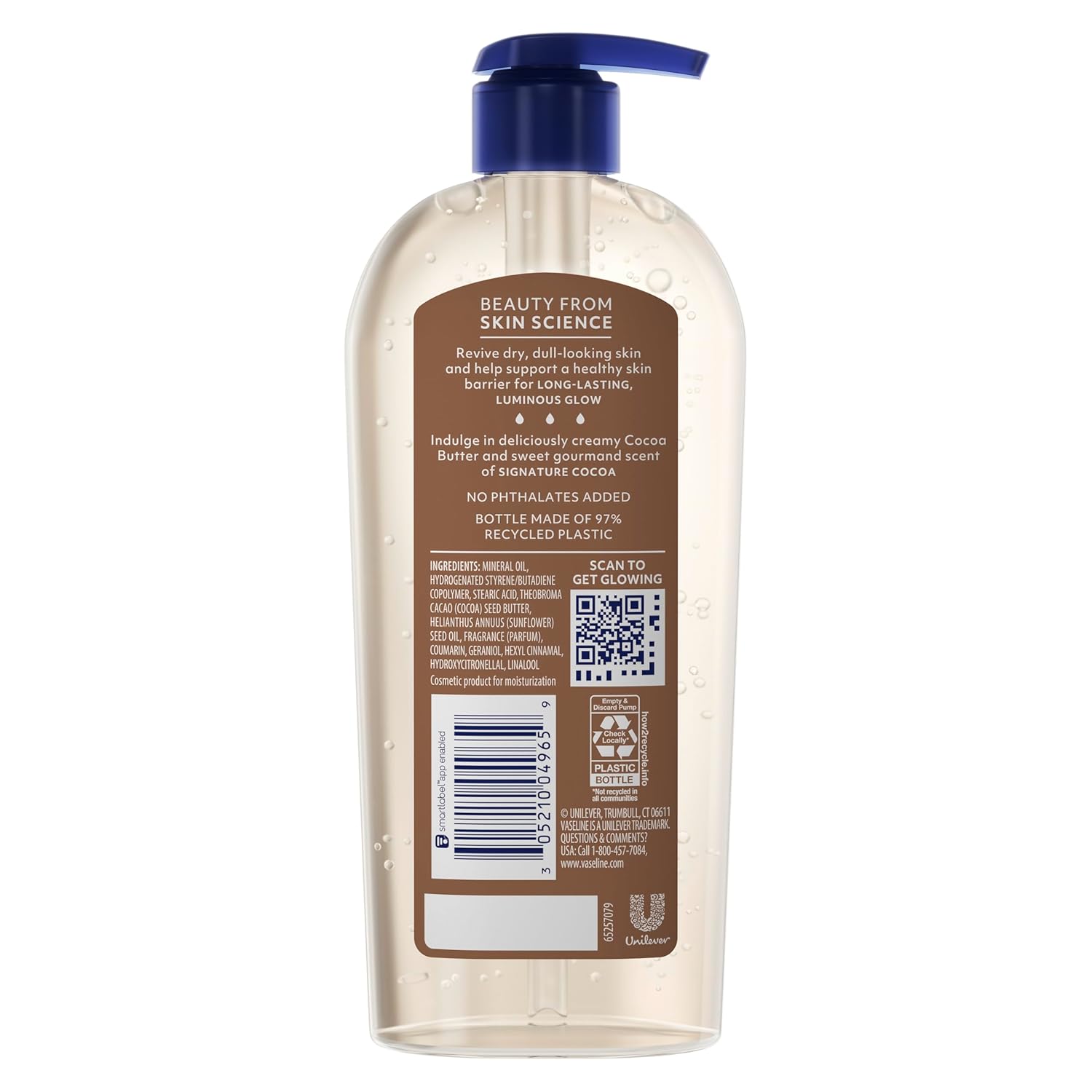 Vaseline Intensive Care Cocoa Radiant Body Gel Oil with 100% PLre Cocoa Butter, 12 oz