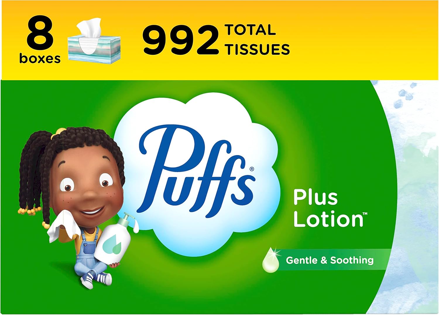 PLffs Plus Lotion Facial Tissues, 8 Family Boxes, 124 Facial Tissues per Box, Allergies and Colds