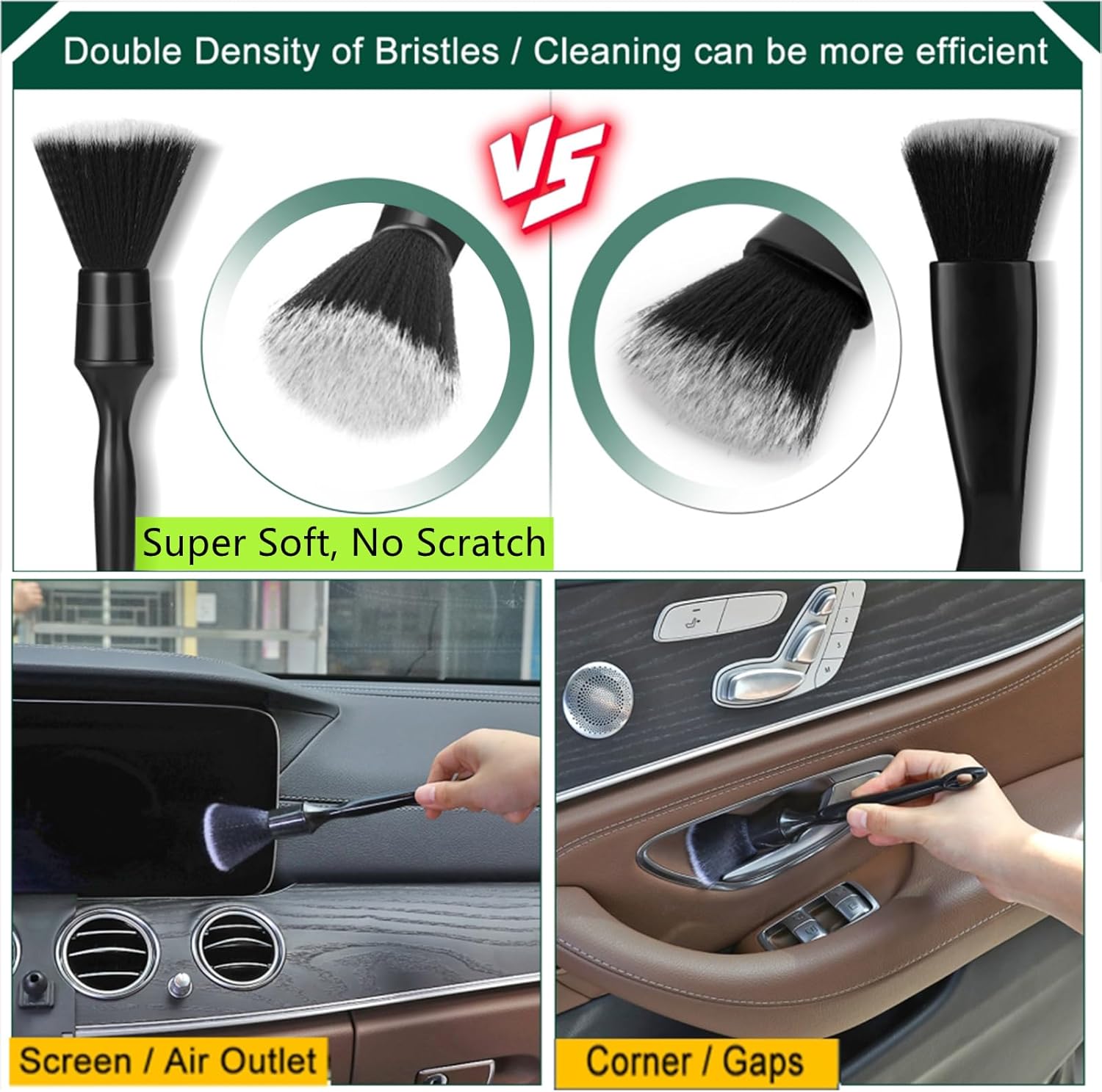 Fitosy Car Interior Duster Detail Brush Cleaning Gel Kit, Soft Dash Vent Dusting Slime PLtty Detailing Brushes Accessories Essentials Supplies Tools for Auto,Truck,SUV,RV