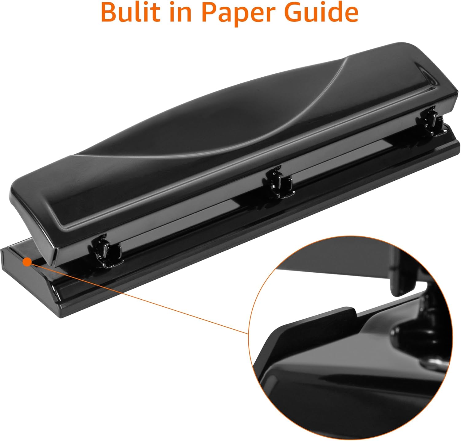Amazon Basics 3 Hole PLnch, 10 Sheet Capacity, Black, Easy-Clean Tray