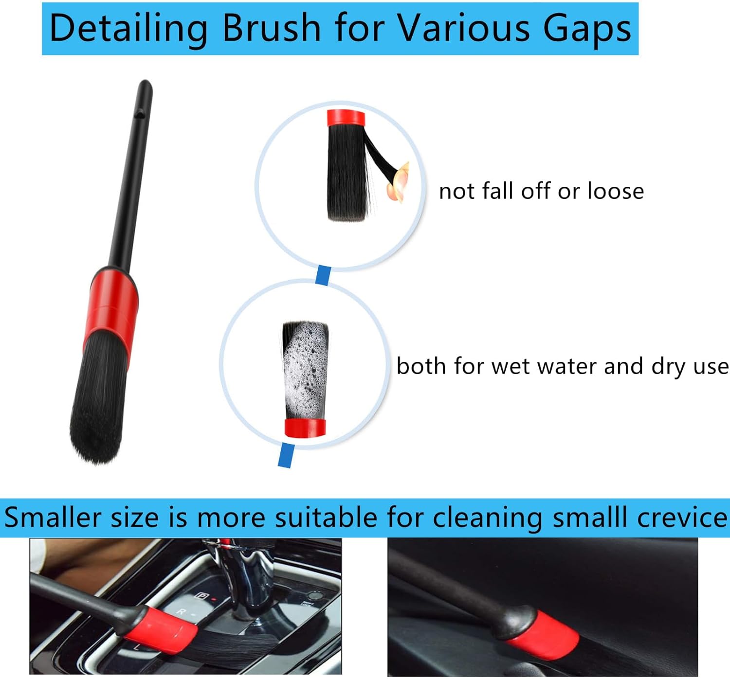 Fitosy Car Interior Duster Detail Brush Cleaning Gel Kit, Soft Dash Vent Dusting Slime PLtty Detailing Brushes Accessories Essentials Supplies Tools for Auto,Truck,SUV,RV