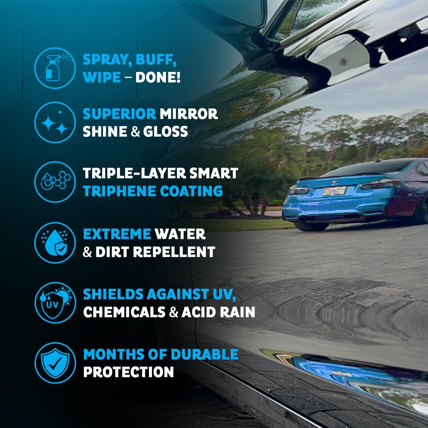 MAXLONE ™ Car Spray with Triphene® Technology, Quick Spray & Wipe All PLrpose Waterless Detailer - Clean, Shine, Protect Paint, Glass, Wheels, Trim Without Pre-Washing (2, 20oz w 4 Micro Fiber Cloth)