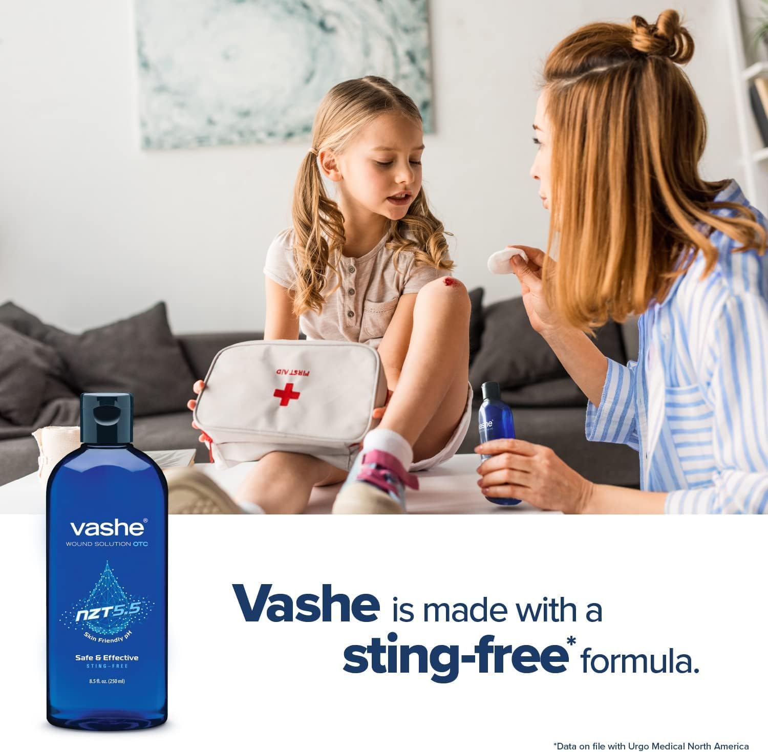 Vashe Wound Solution OTC | PLre Hypochlorous Acid-Preserved Wound Cleanser | Home Wound Care | Non-Cytotoxic and Skin-Neutral pH | 8.5 Fl Oz