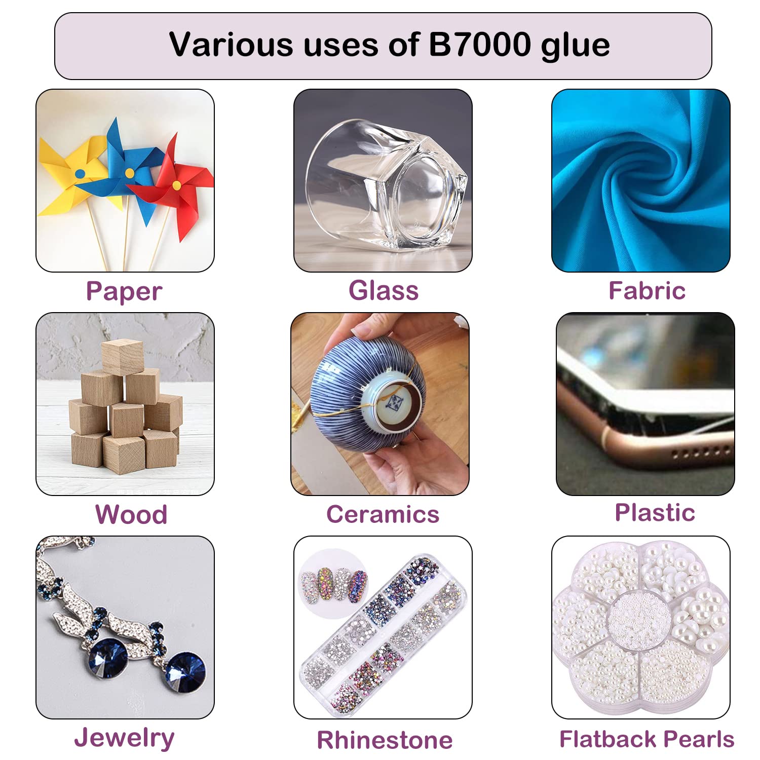B7000 Jewelry Glue for Making, FITTDYHE 1PCS 50ML/1.69 fl oz Clear Adhesive for Rhinestone, Fabric, MultiPLrpose Super B-7000 for Phone Repair, Nail Art, Wood, Glass, Charms