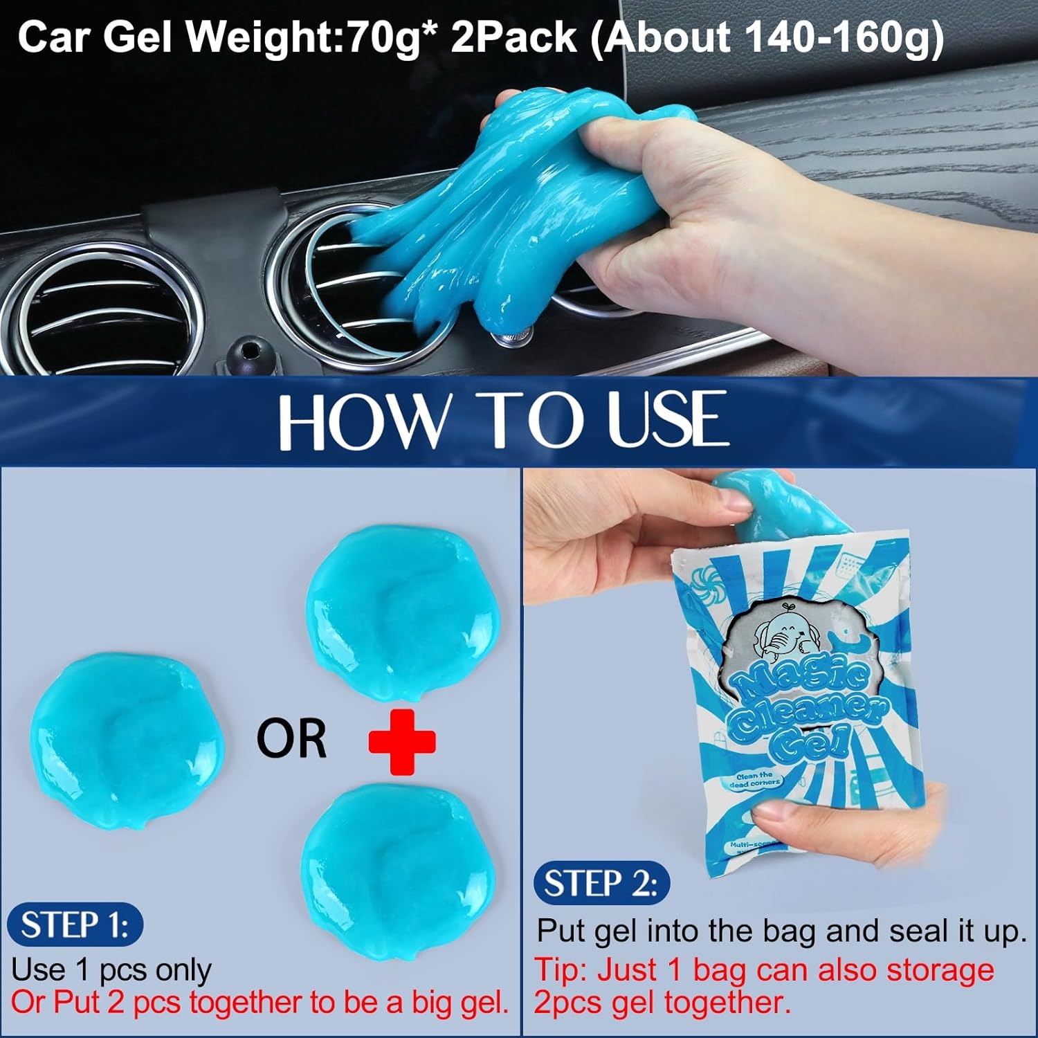 Fitosy Car Interior Duster Detail Brush Cleaning Gel Kit, Soft Dash Vent Dusting Slime PLtty Detailing Brushes Accessories Essentials Supplies Tools for Auto,Truck,SUV,RV