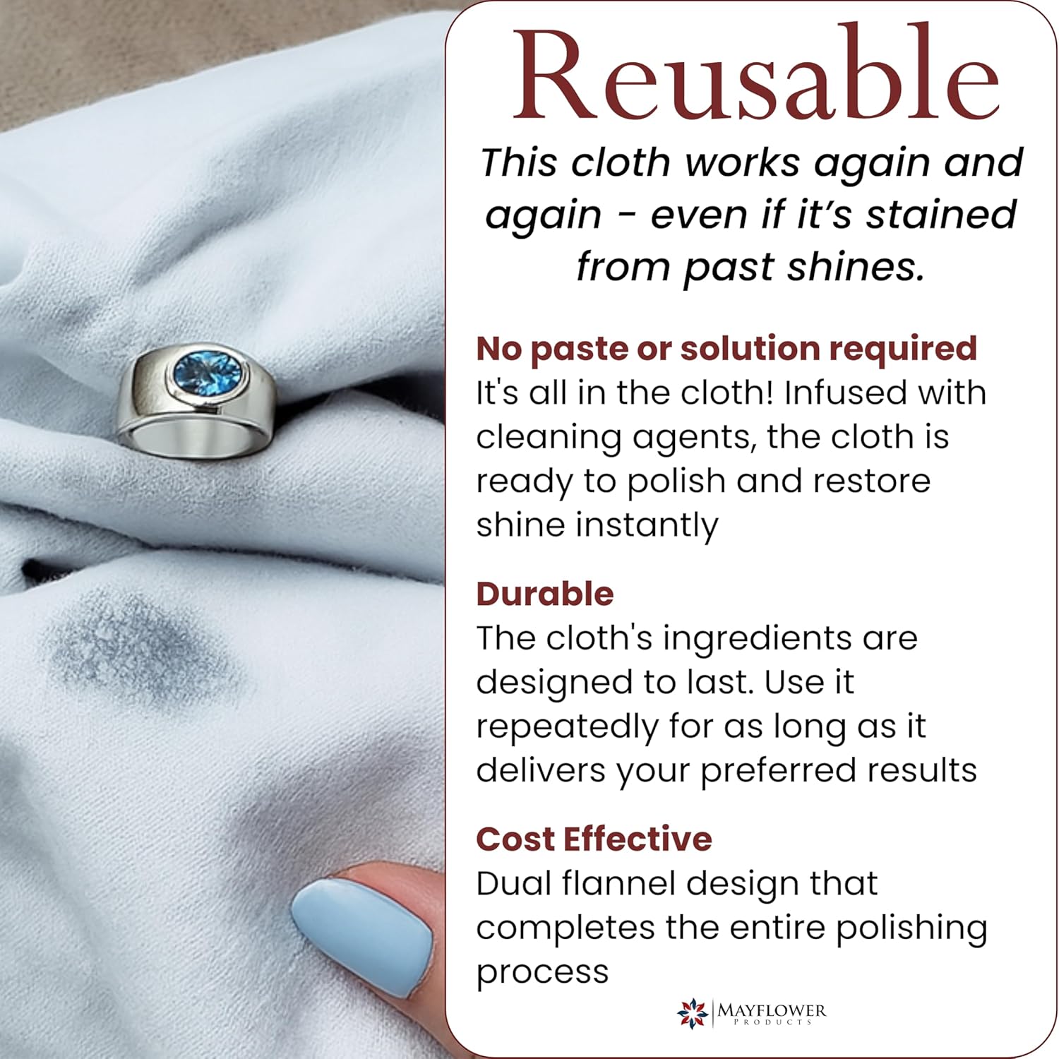 Pro Size Polishing Cleaning Cloth Made in USA for Gold, Silver, Platinum. PLre Cotton Eco Friendly Tarnish Remover Cleaner Large 11 x 14 Inch. Shines Jewelry Like New. Cleans Coins Watches Silverware