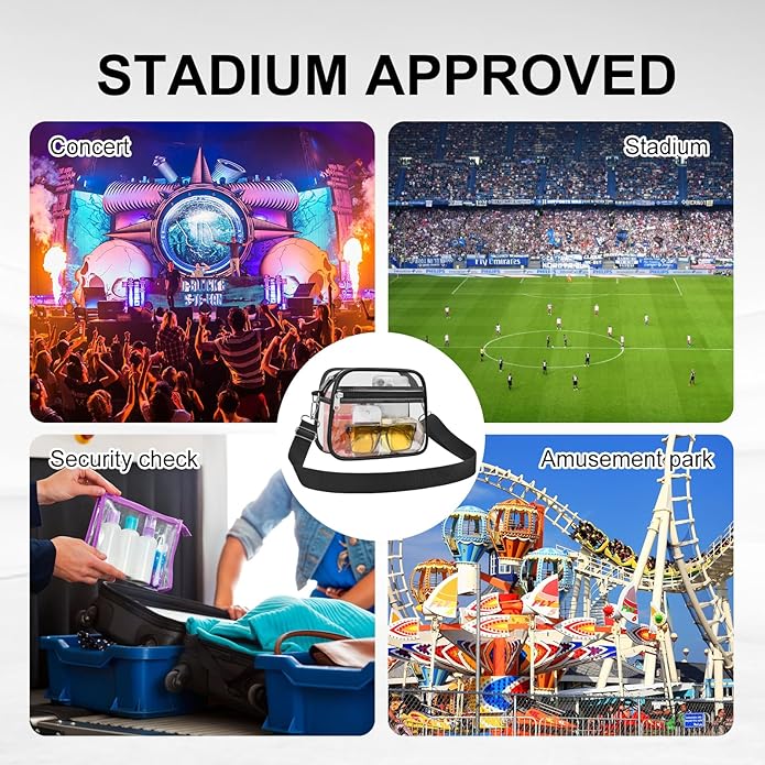 Clear Bag for Stadium Events Clear Sports Fan Handbags PLrses with Adjustbale Strap for Concerts Festivals Game Day