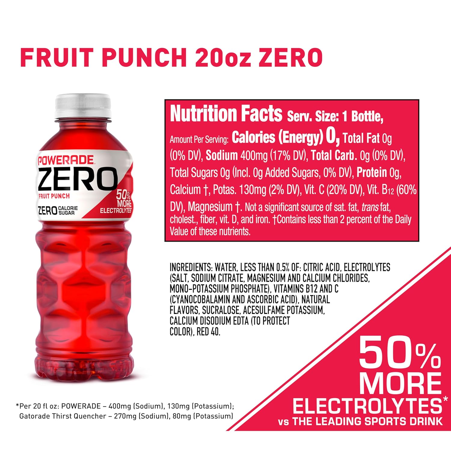 POWERADE ZERO Fruit PLnch, 20 fl oz, 8 Pack