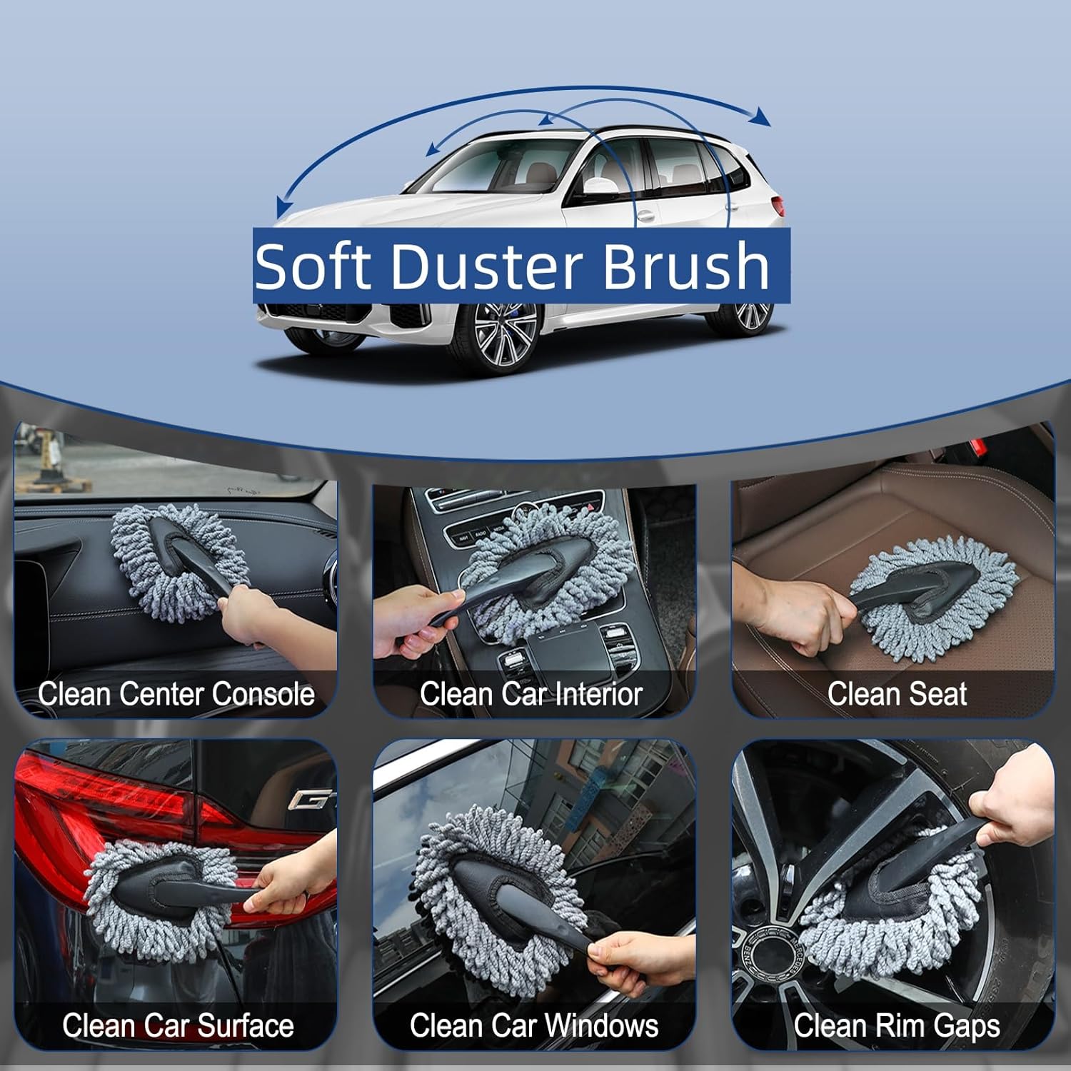 Fitosy Car Interior Duster Detail Brush Cleaning Gel Kit, Soft Dash Vent Dusting Slime PLtty Detailing Brushes Accessories Essentials Supplies Tools for Auto,Truck,SUV,RV
