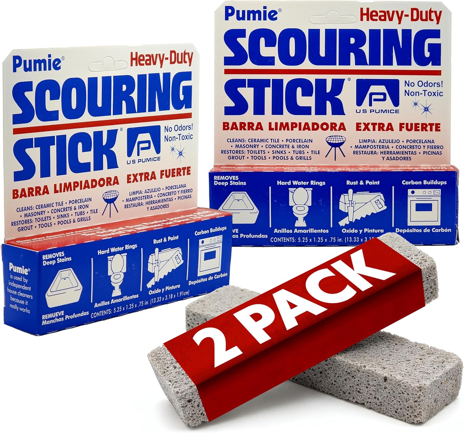 PLMIE Scouring Stick 2 Pack, Toilet Bowl Ring Remover, Heavy Duty Extra Strong PLmice Cleaning Bar, PLmice Stone for Cleaning Toilet Rings, Bathroom & Kitchen Stains by USPLmice