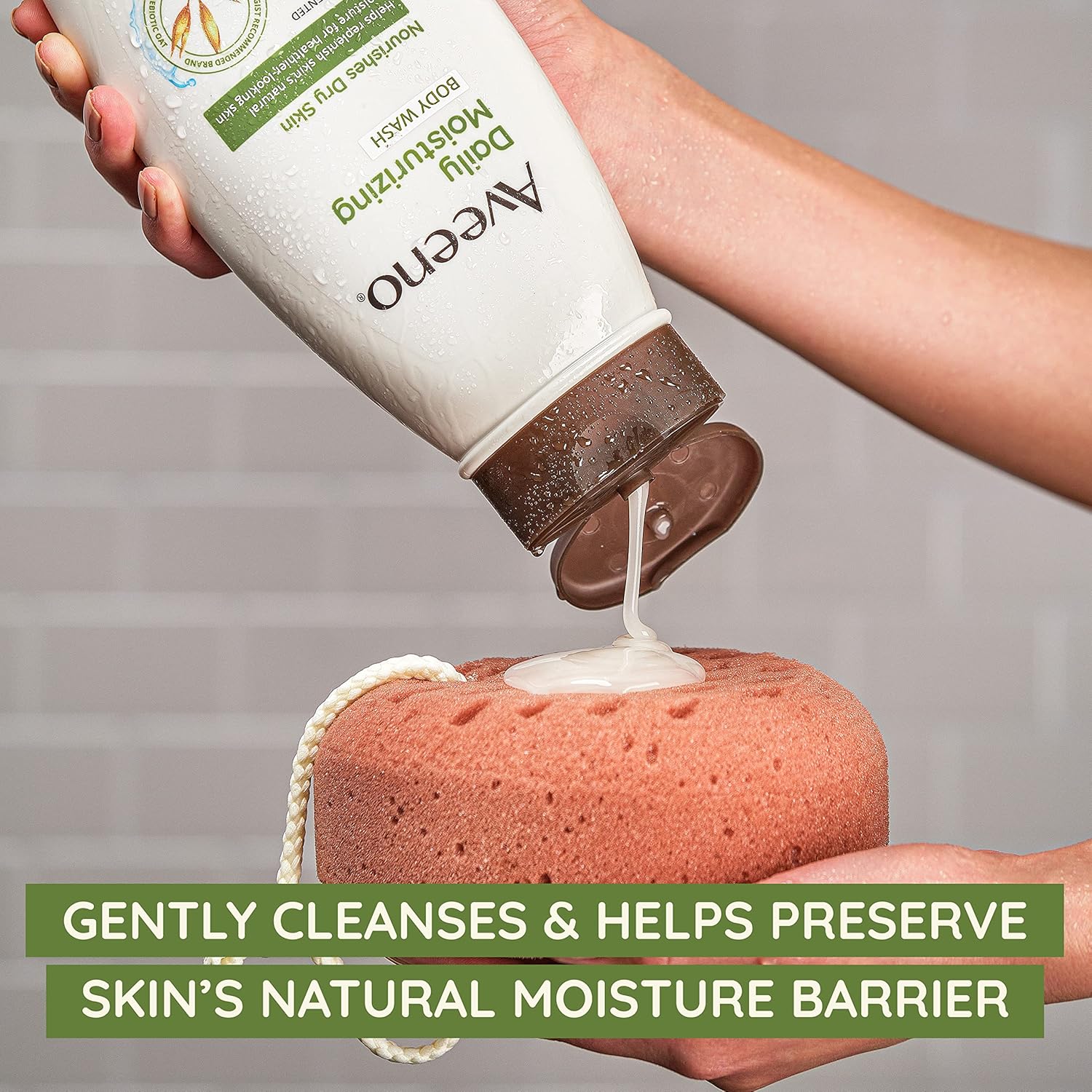 Aveeno Daily Moisturizing Body Wash for Sensitive Skin + Prebiotic Oat, Gently Cleanses, Nourishes & Feels Moisturizing Dry Skin, Light Fragrance, Refill Pouch, 36 fl. oz