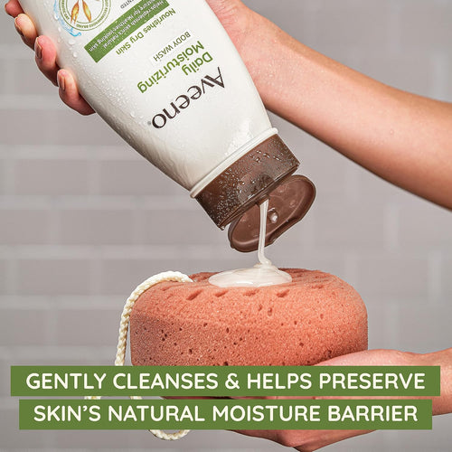 Aveeno Daily Moisturizing Body Wash for Sensitive Skin + Prebiotic Oat, Gently Cleanses, Nourishes & Feels Moisturizing Dry Skin, Light Fragrance, Refill Pouch, 36 fl. oz