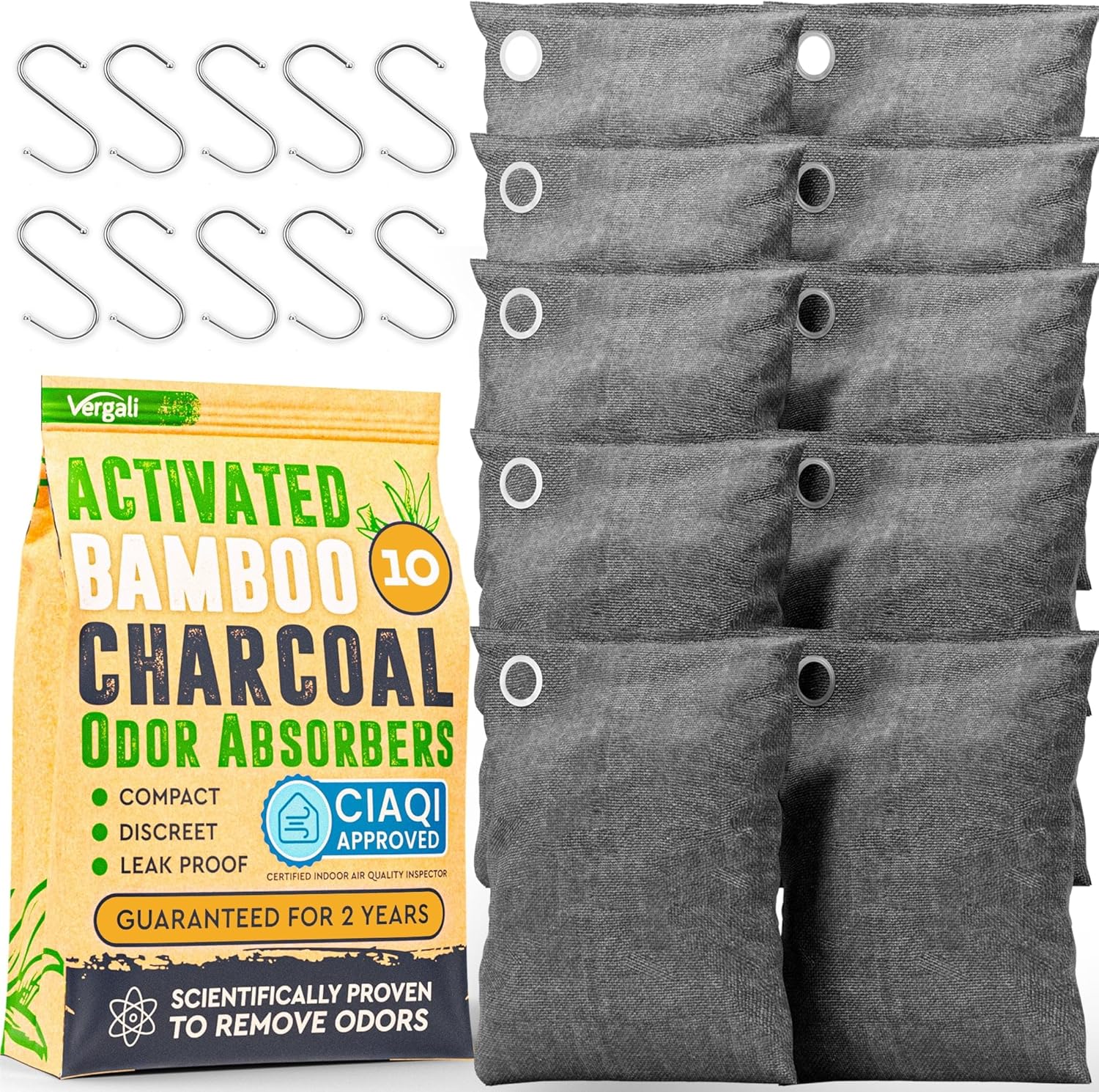 Activated Charcoal Odor Absorber for Strong Odors in Car, Closet, Shoe, Basement. 10 Activated Charcoal Bags Odor Absorbers for Home. Bamboo Charcoals Air PLrifying Bag Charcoals Deodorizer Eliminator